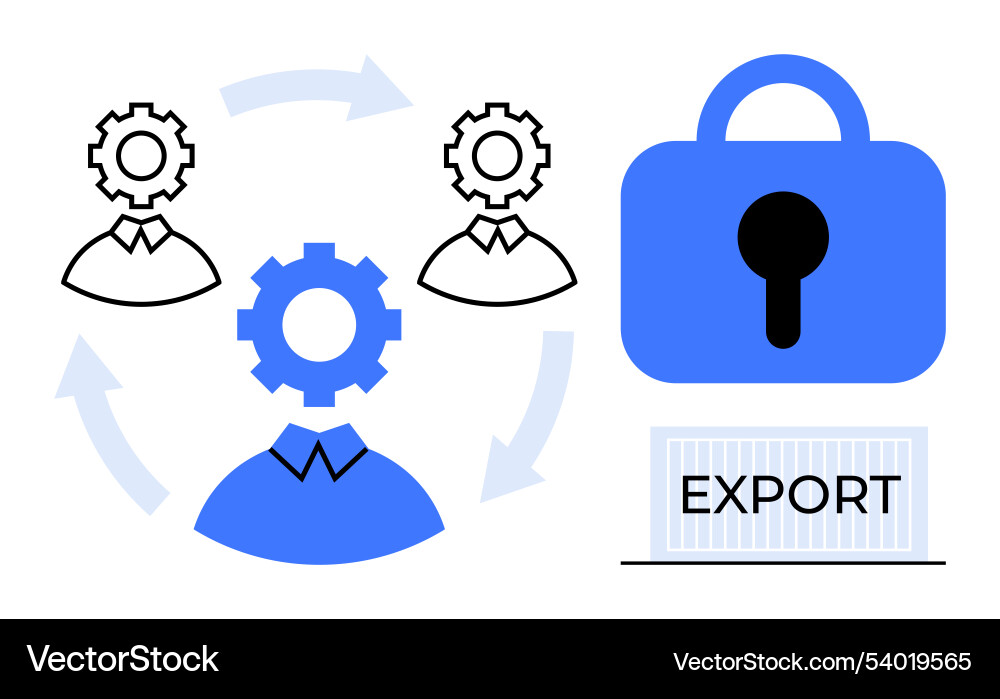 Data export process and security concept Vector Image