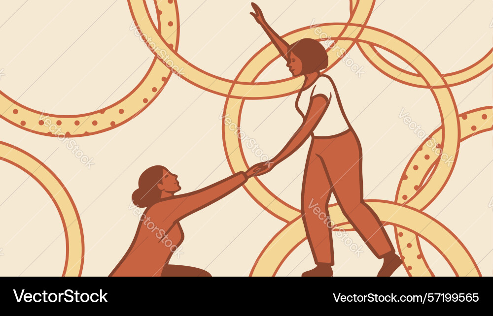 Figure reaching for connection in abstract vector image