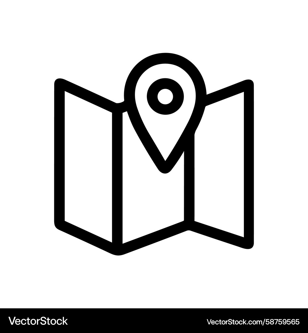 Minimalist Line Map with Location Pin Vector Image