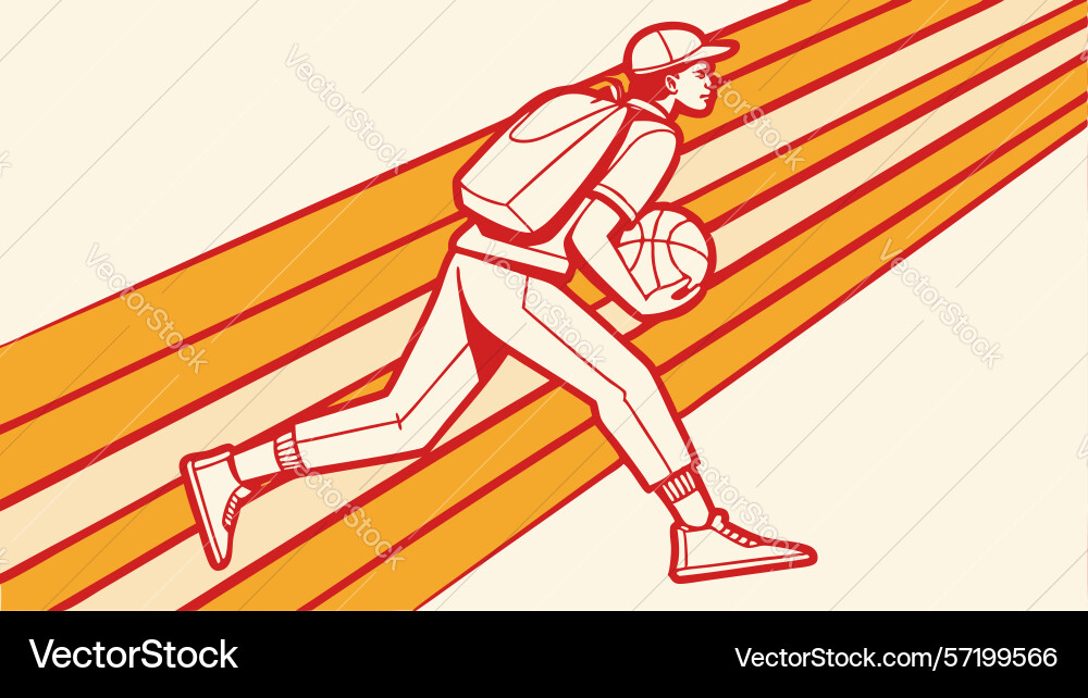 Dynamic basketball player in action design vector image