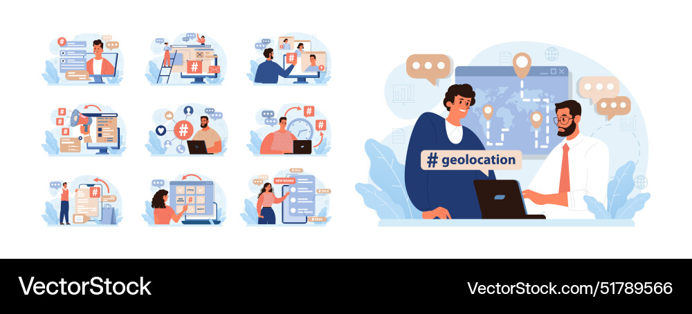 Hashtag set character using digital device Hashtag set character using digital device vector image