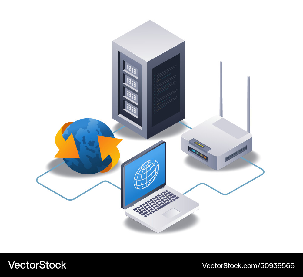 Internet network router computer server concept Internet network router computer server concept vector image
