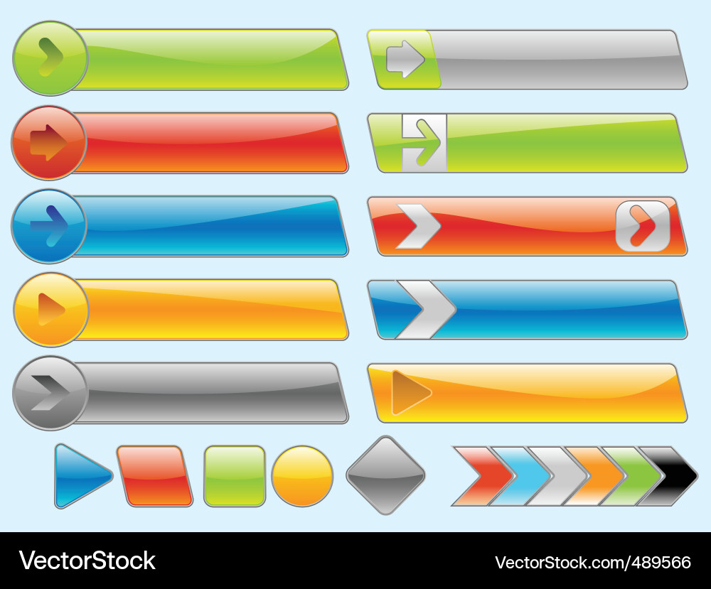 Shiny internet buttons set 2 vector image