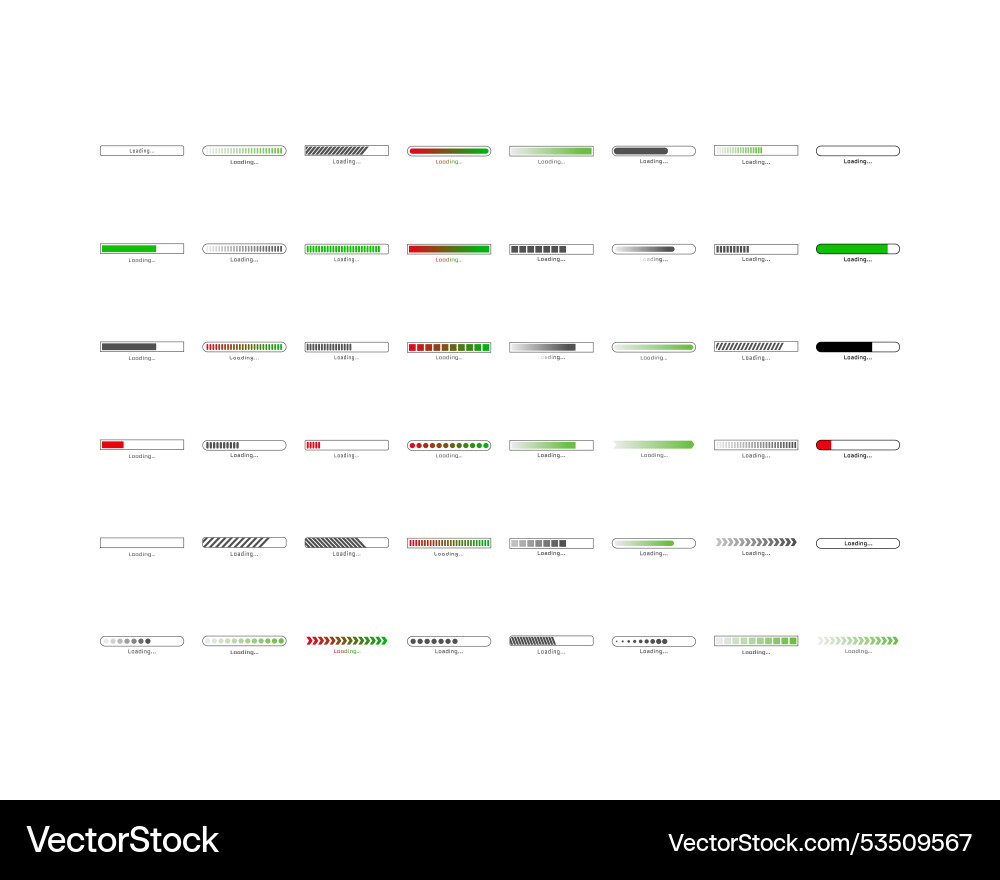 Collection loading bar status icon set of loaded Collection loading bar status icon set of loaded Vector Image
