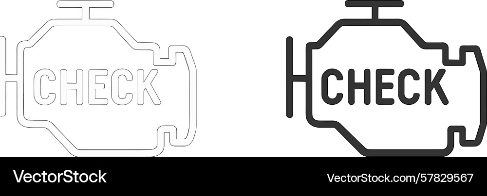Engine check warning symbol displayed Engine check warning symbol displayed vector image