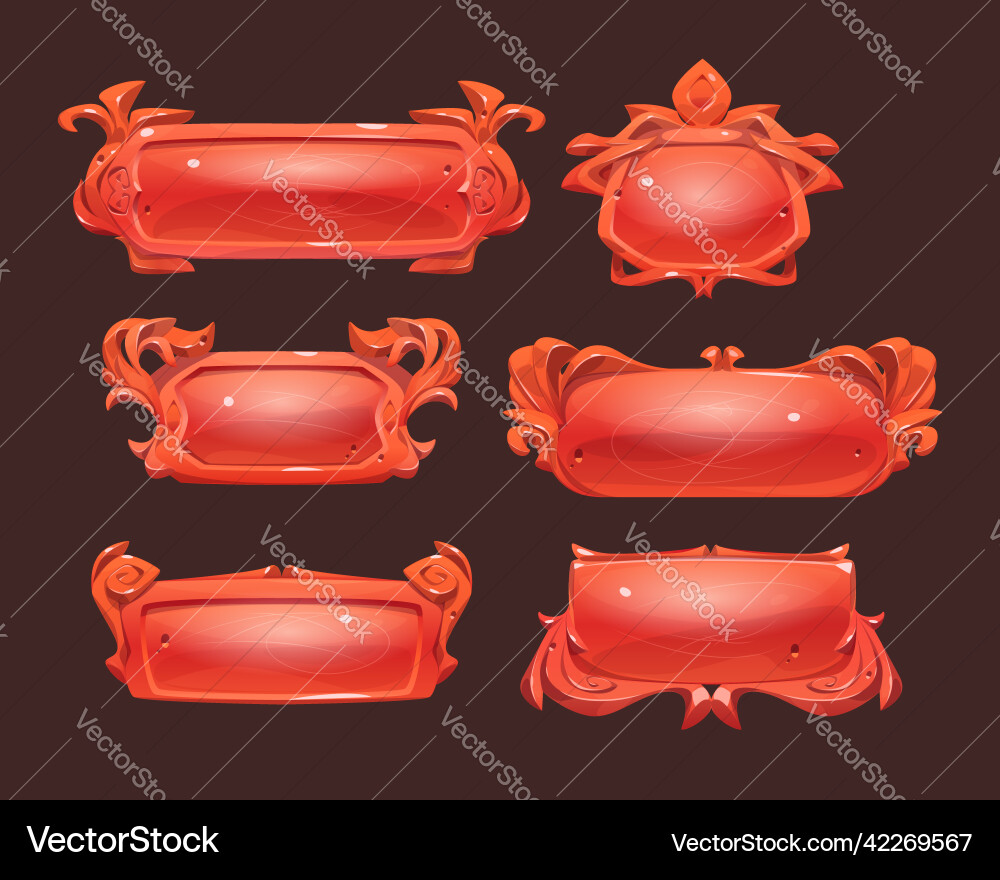 Game ui frames red medieval menu interface set Game ui frames red medieval menu interface set vector image