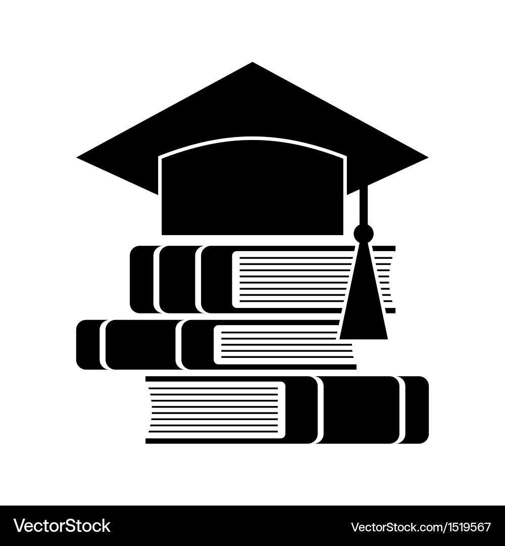 Graduation Celebration - Hat & Books Vector Image