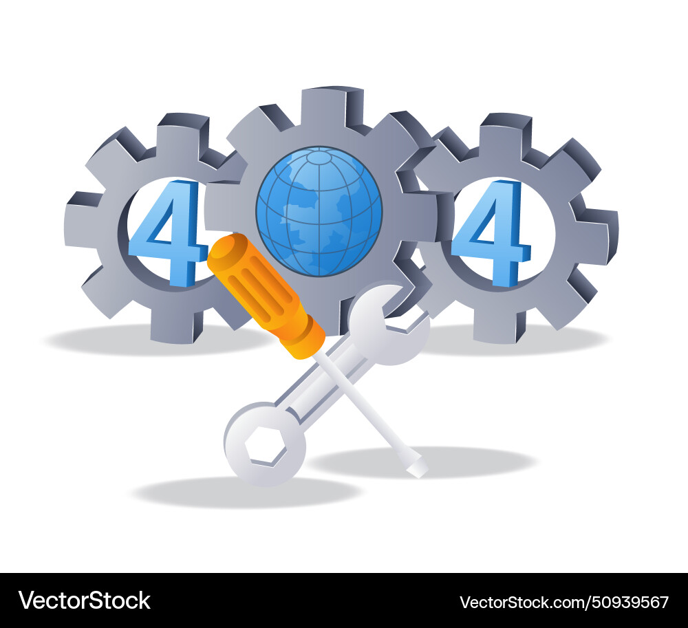 Internet repair symbol error code 404 flat Internet repair symbol error code 404 flat vector image