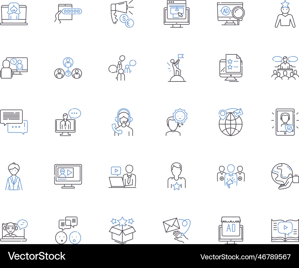 Report line icons collection analysis overview Report line icons collection analysis overview vector image