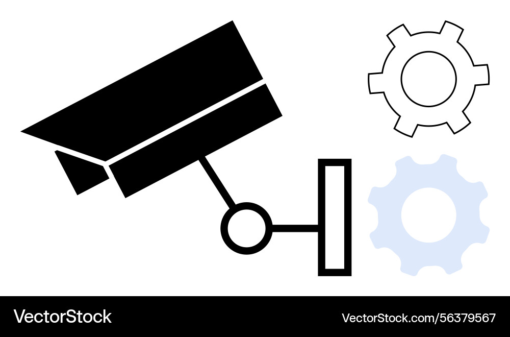 Security camera with gear elements representing Security camera with gear elements representing vector image