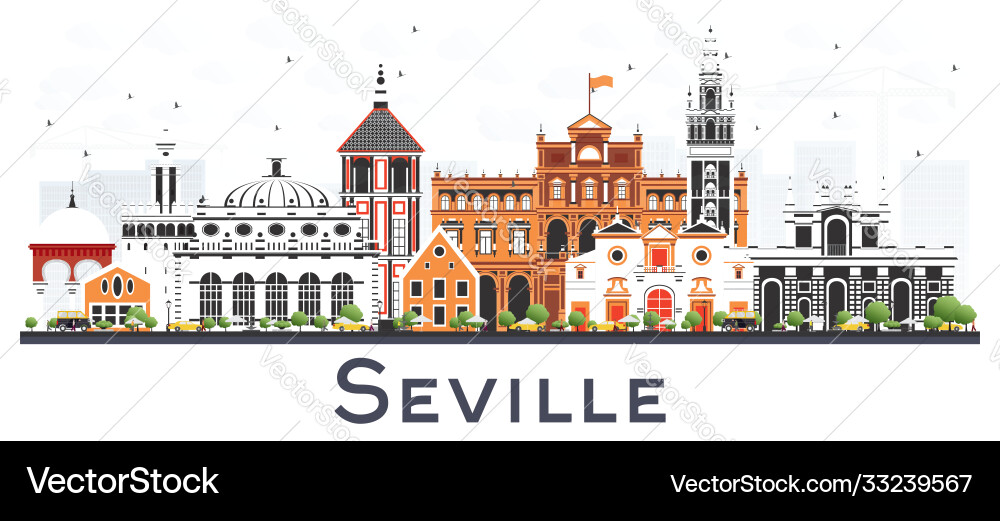 Sevilla Spain Stadt Skyline mit Farbbauten Sevilla Spain Stadt Skyline mit Farbbauten vektorbild