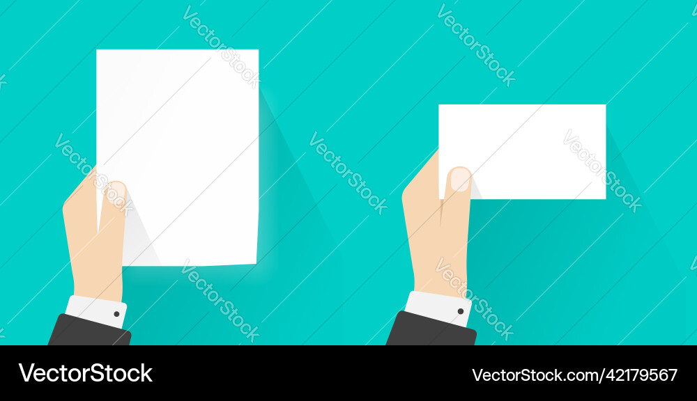 Sheet paper blank in hand or person man holding Vector Image