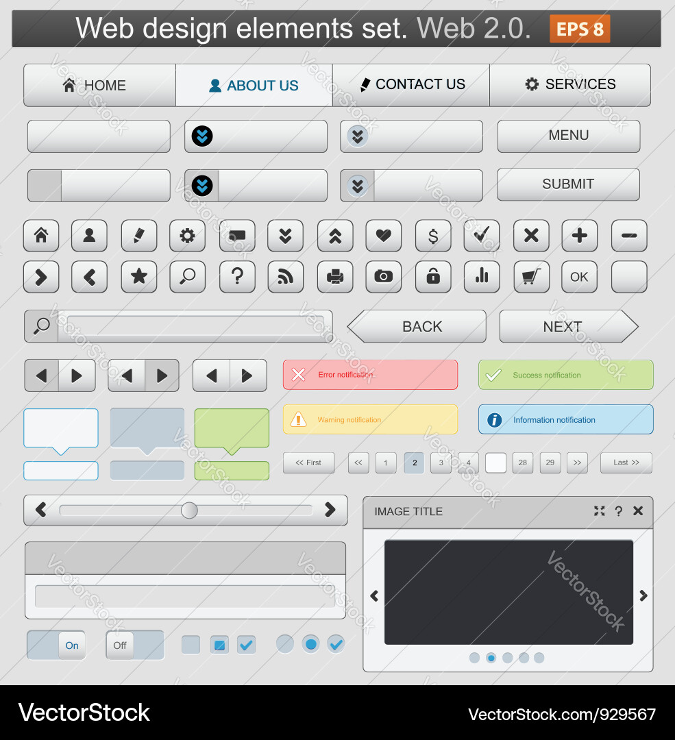 Website UI Elements Collection Vector Image