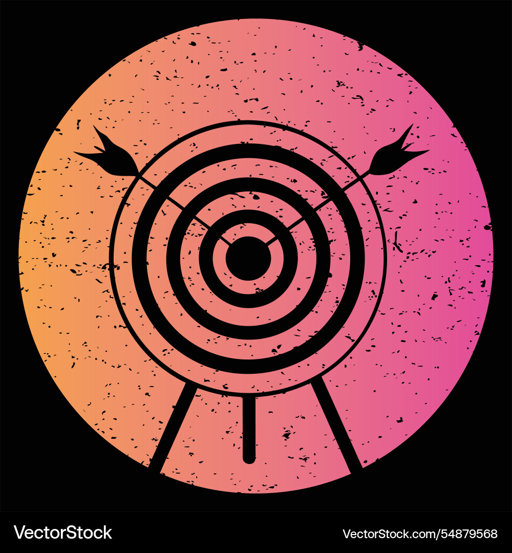 Bullseye target with arrows in retro gradient Vector Image