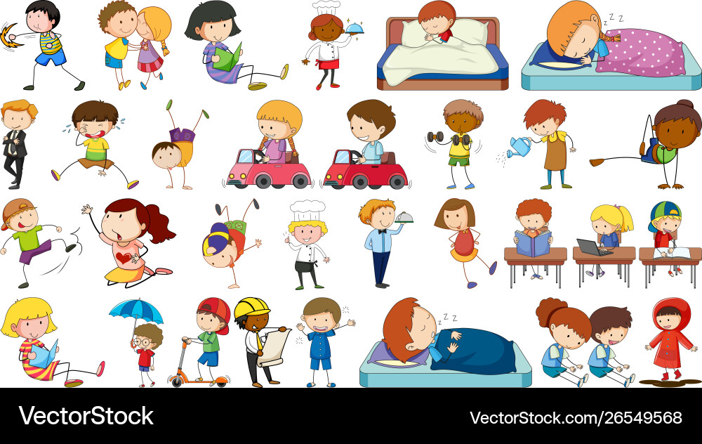Collection simple characters vector image