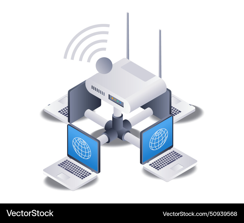 Internet router usage network concept flat vector image
