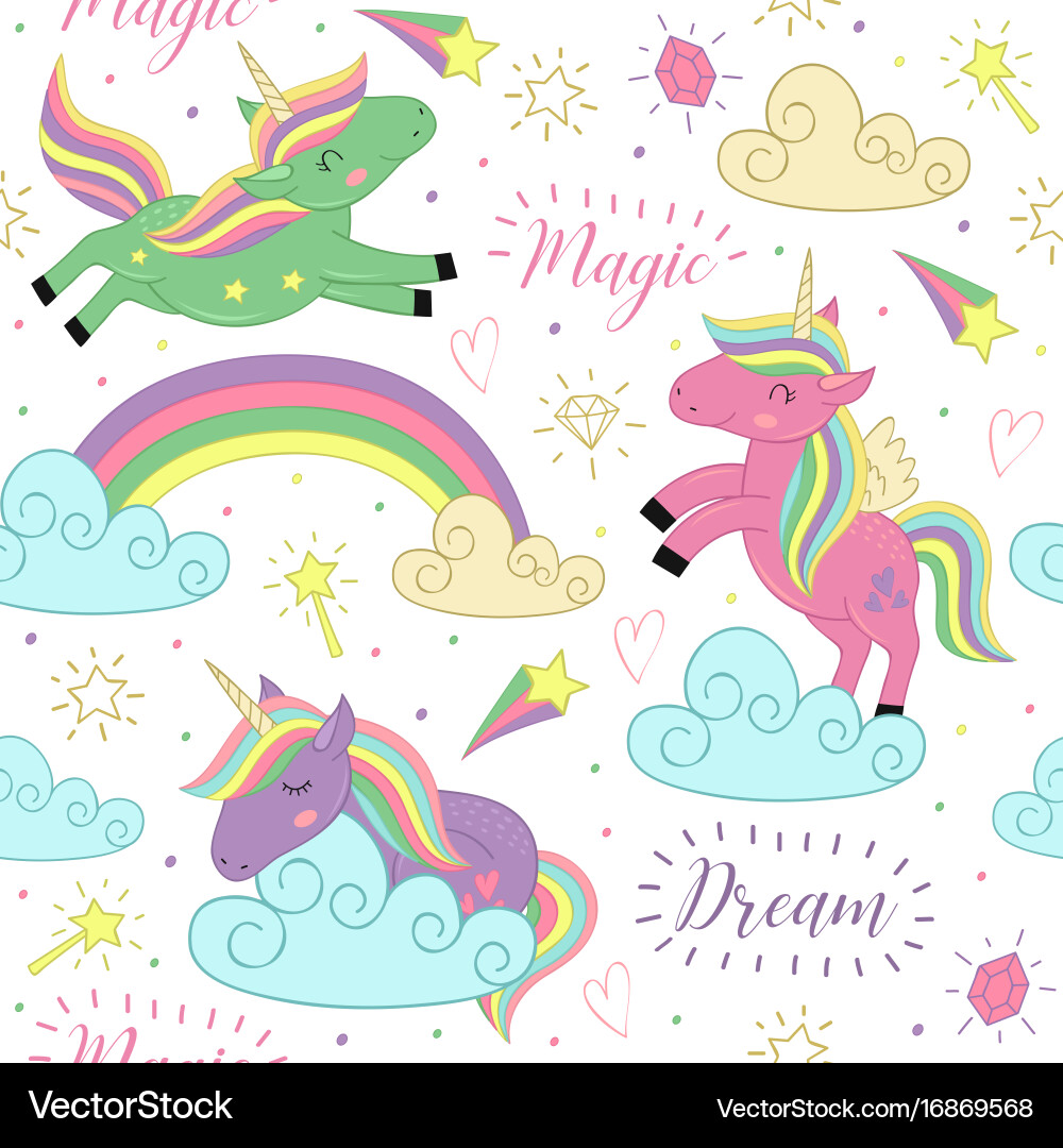 Magical Unicorn Pattern Vector Image