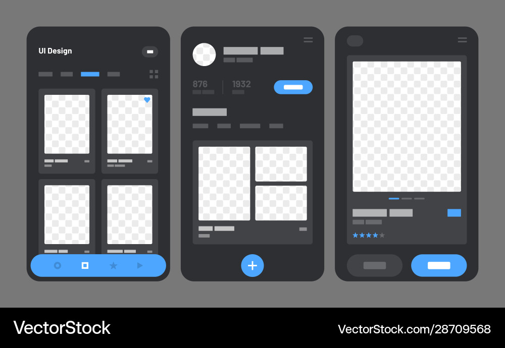 Mobile app concept flowchart with ui elements vector image
