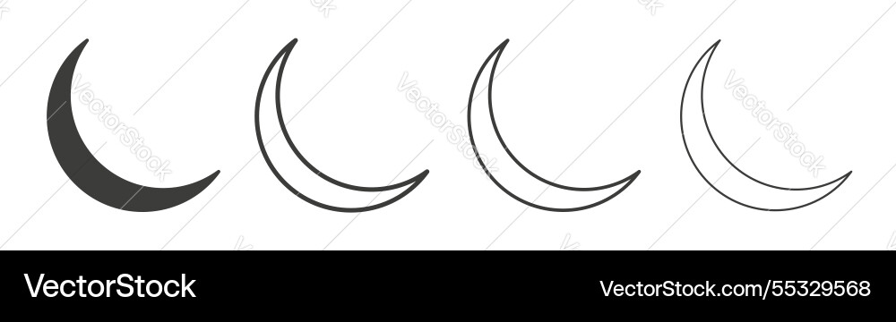Moon icons set graphic designs Royalty Free Vector Image
