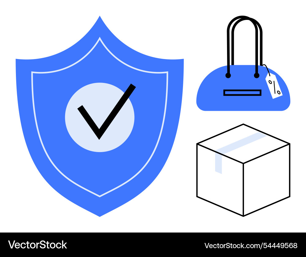 Secure delivery concept with shield checkmark Secure delivery concept with shield checkmark Vector Image