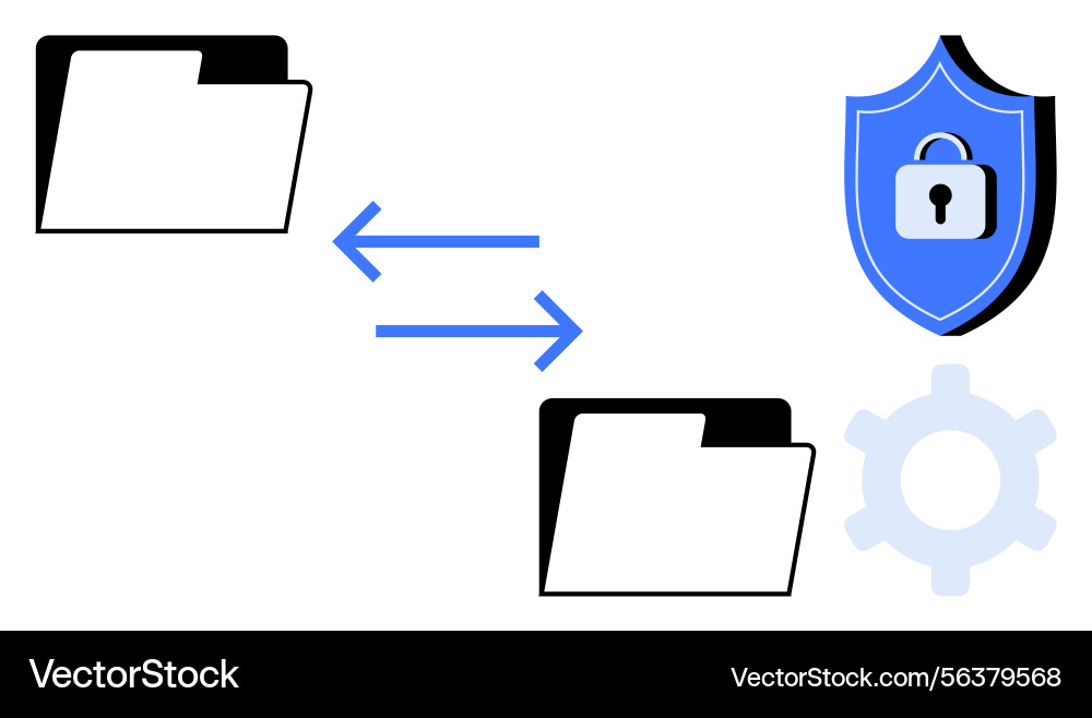 Secure file transfer between folders Secure file transfer between folders vector image