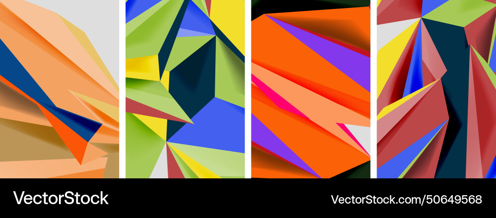 Set of mosaic triangle pattern abstract posters Set of mosaic triangle pattern abstract posters vector image