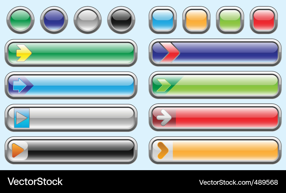 Shiny internet buttons set 3 vector image