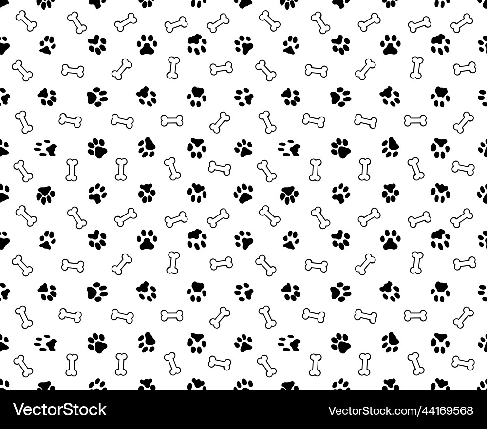 Silhouettes of bone and dogs trace Vector Image