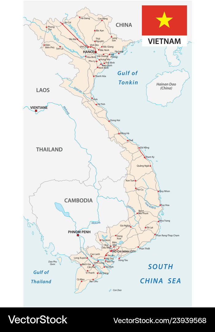 vietnam-road-map-with-flag-royalty-free-vector-image for Printable Map Of Vietnam Free Vietnam Road Map with Flag Royalty Free Vector Image for Printable Map Of Vietnam Free