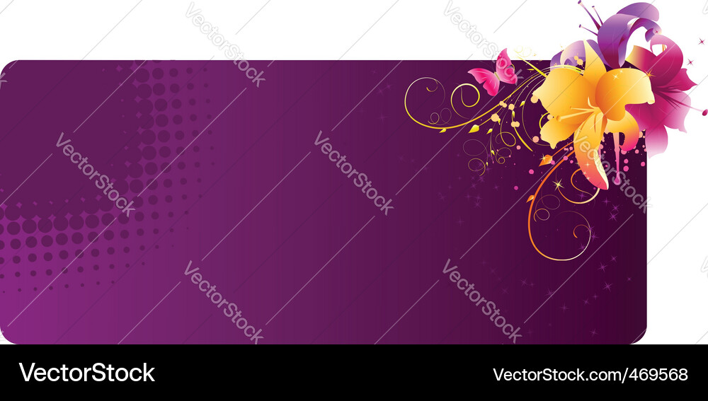 Violette Banner mit Lilie Blumen Vektorbild