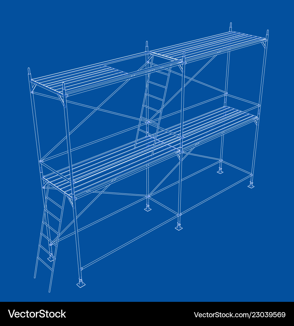 3d outline scaffold rendering of 3d outline scaffold rendering of vector image