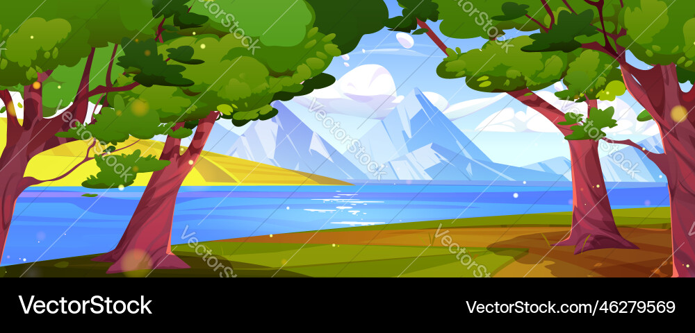 Bergtallandschaft mit See und Feldern Bergtallandschaft mit See und Feldern vektorbild