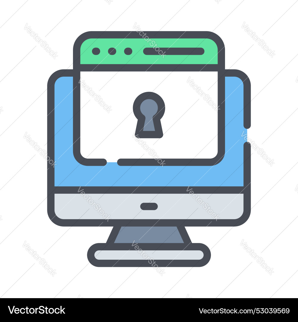 Computer web with lock security concept vector image