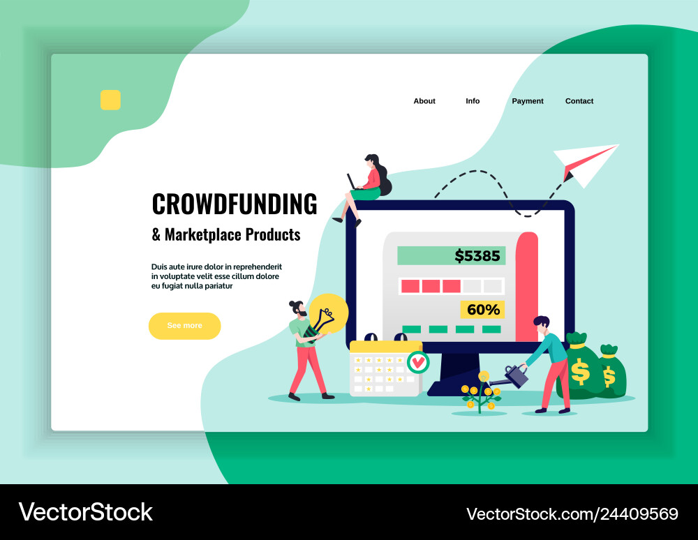 Crowdfunding Konzept Website Design Crowdfunding Konzept Website Design vektorbild