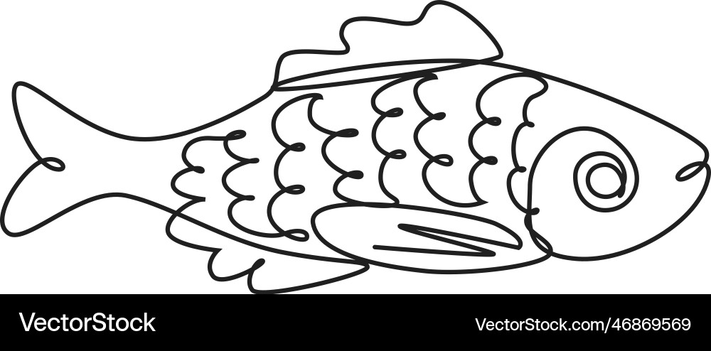 Fish continuous line drawing Vector Image