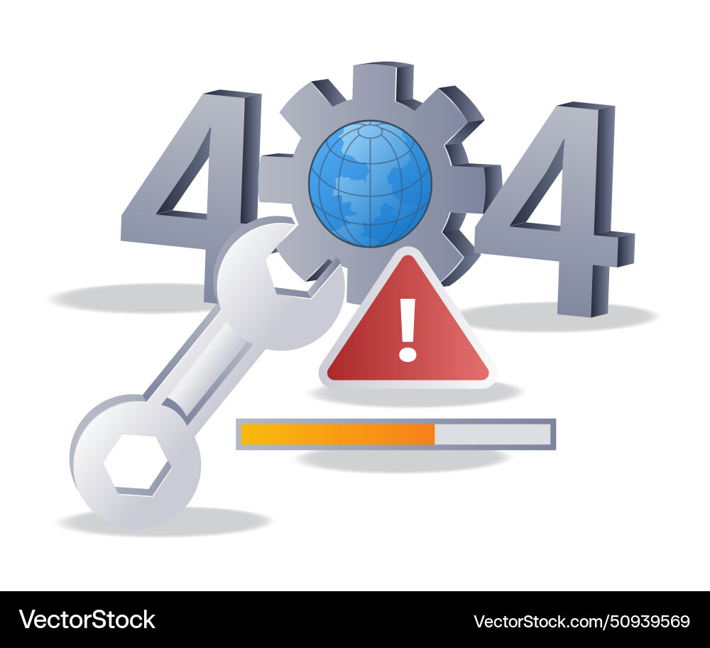 Internet warning error code 404 flat isometric 3d Internet warning error code 404 flat isometric 3d Vector Image