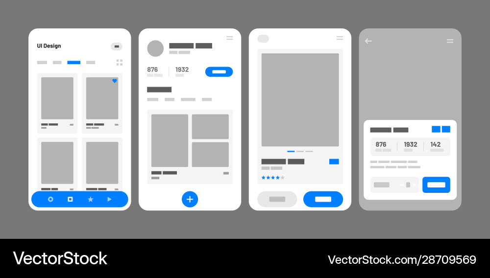 Mobile app concept flowchart with ui elements vector image