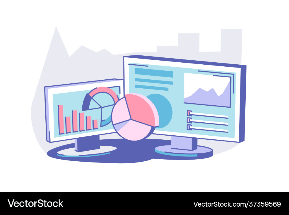 Modern computer on table Modern computer on table vector image