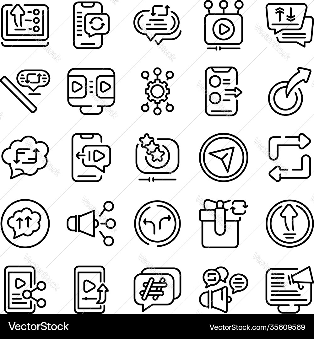 Repost icons set outline style Repost icons set outline style vector image