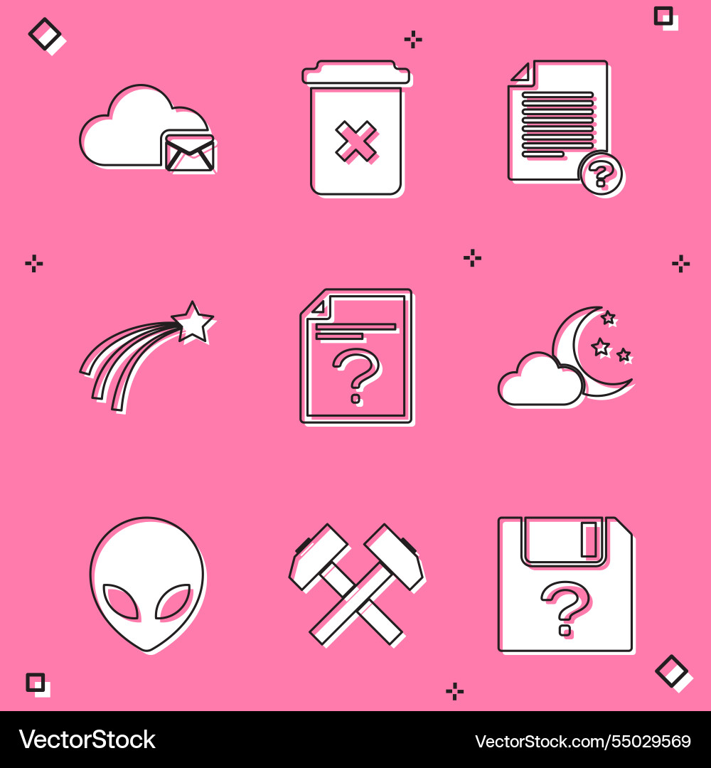 Set cloud mail server trash can unknown document vector image