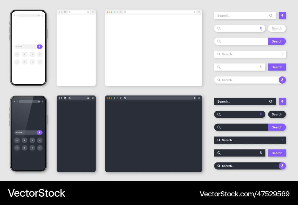 Smartphone blank internet browser window vector image