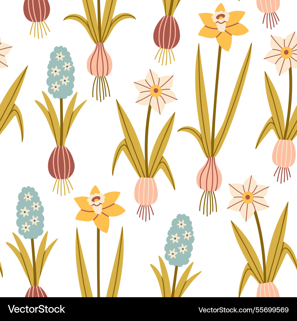 Spring flower pattern on white background Spring flower pattern on white background vector image