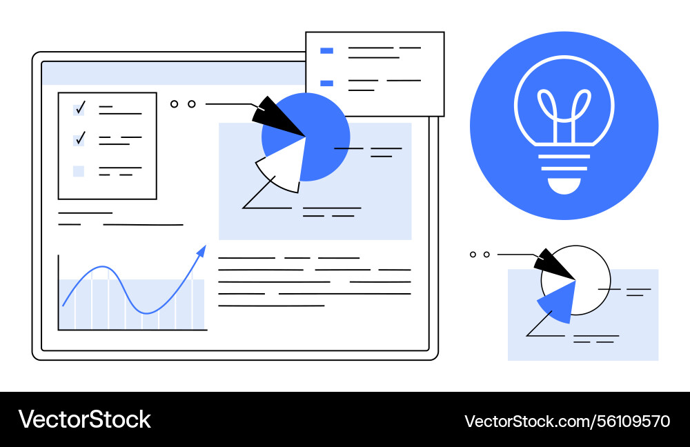 Data analytics dashboard with pie charts graphs Vector Image