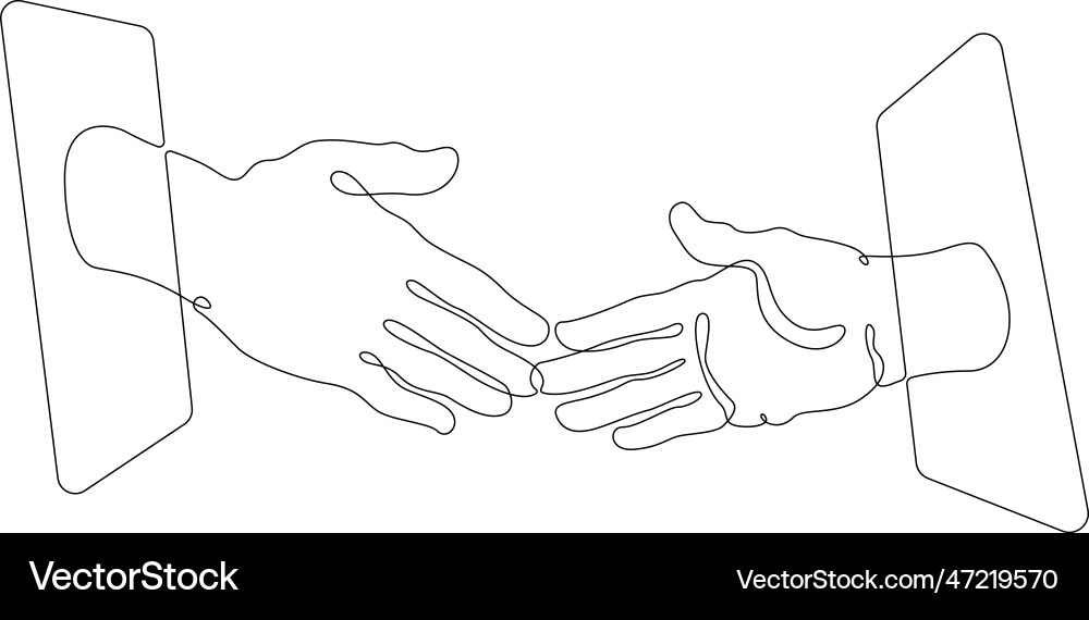 Handshake gesture shaking handsone continuous Handshake gesture shaking handsone continuous vector image