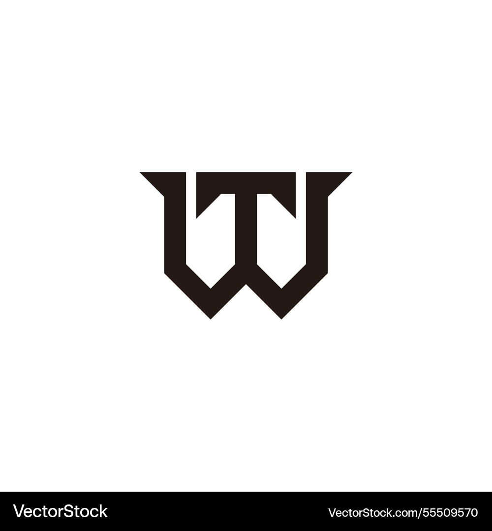 Letters wt simple linked geometric lines logo vector image