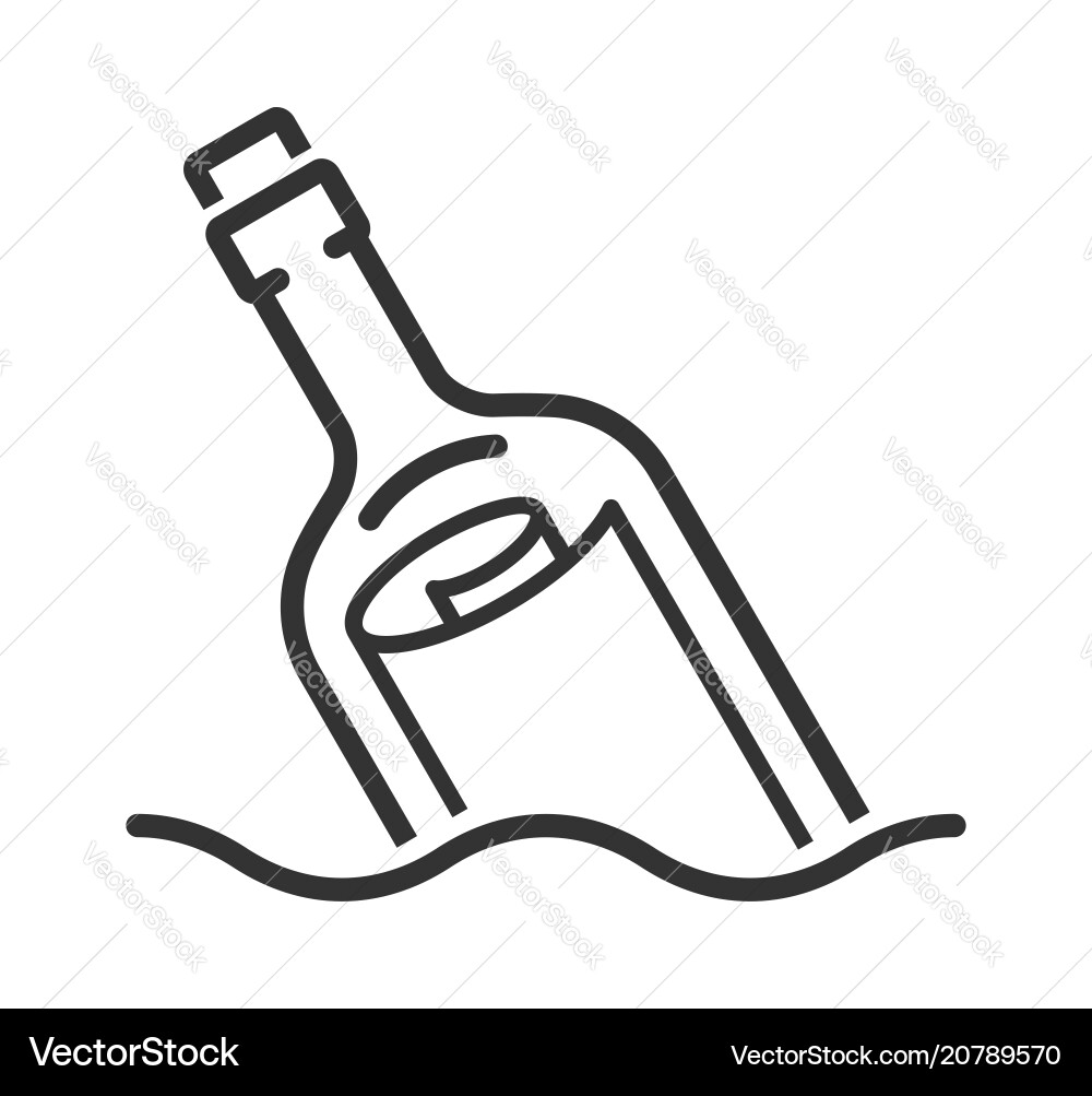 Message in a bottle line style icon Message in a bottle line style icon vector image