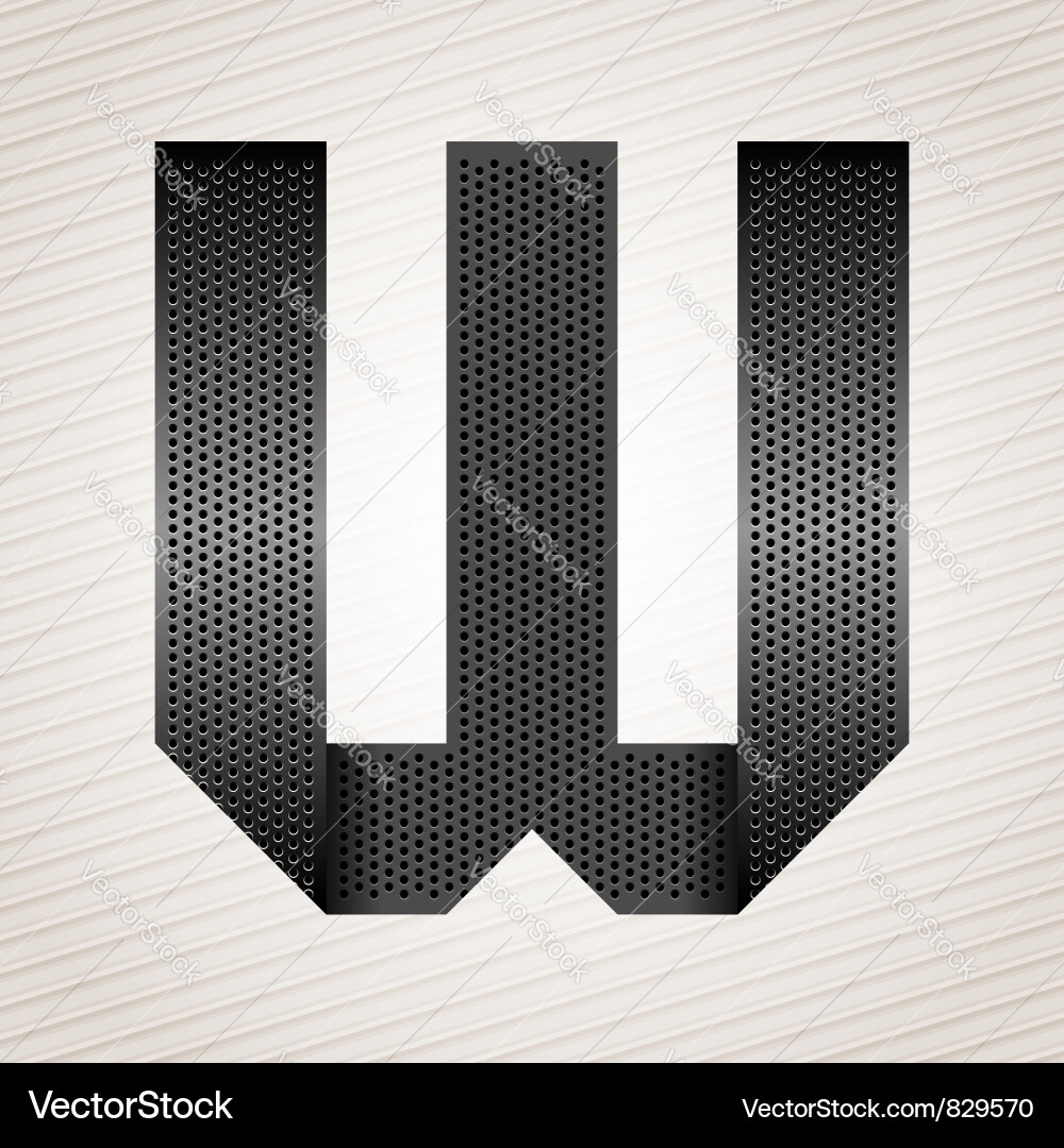 Metallic W Letter Ribbon Vector Image