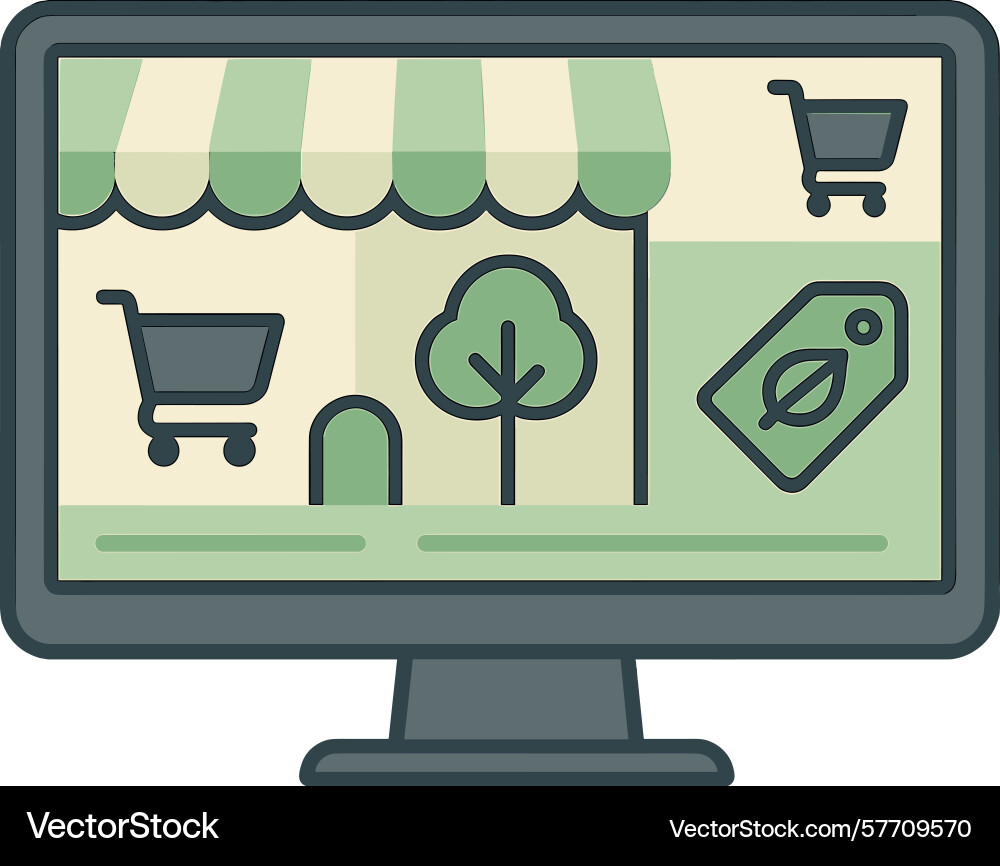 Online eco store displayed on a computer screen Online eco store displayed on a computer screen vector image