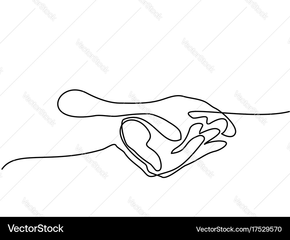 Palms Joined - Continuous Line vector image