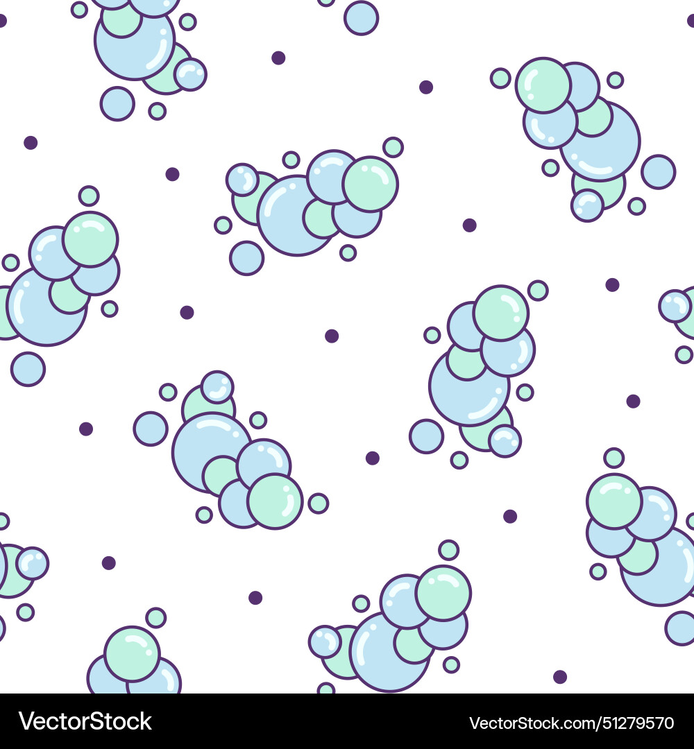 Soap foam set with bubbles seamless pattern Vector Image
